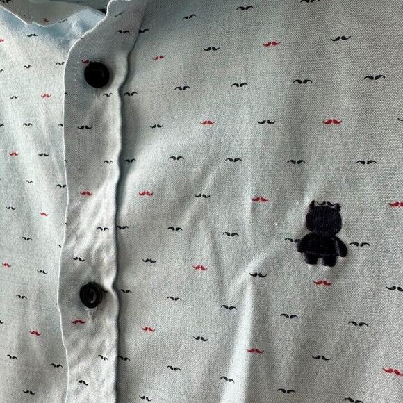 Sur Club 1976 Shirt Mens Medium Blue Mustache Button Up Long Sleeve Collared Top - Picture 3 of 6